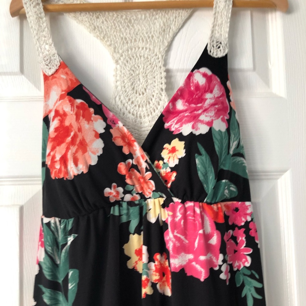 A long floral print dress